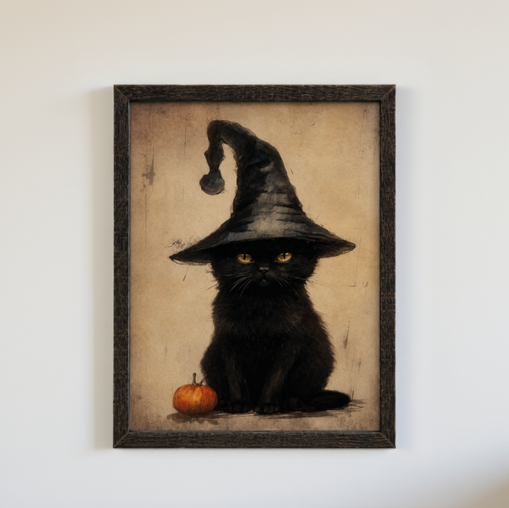Witch's Cat Framed Print