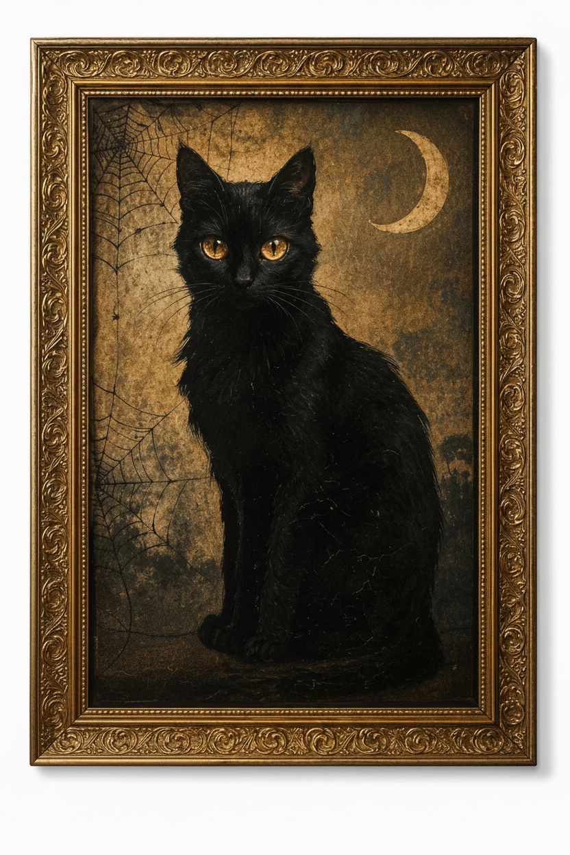 Black Cat on Antique Books Framed Wall Art | (Copy)