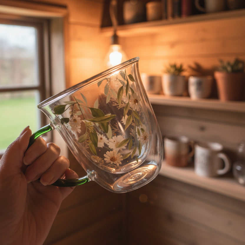 Botanical Double Wall Glass Mug