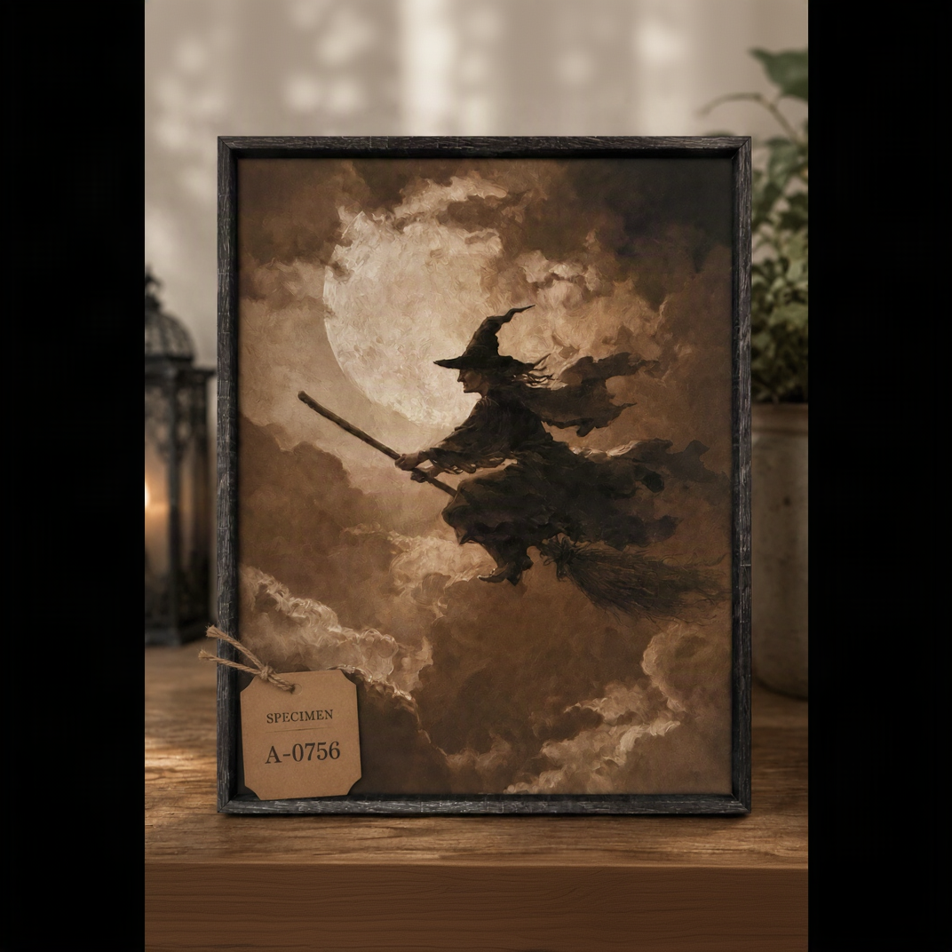 Witch On A Broom Framed Wall Art
