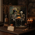 Skeleton Tea Party Framed Canvas