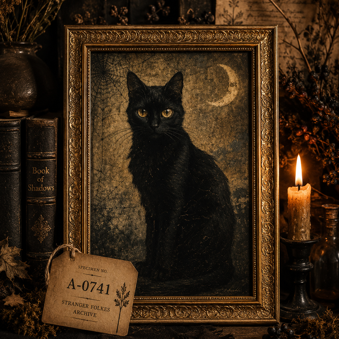 Black Cat on Antique Books Framed Wall Art | (Copy)