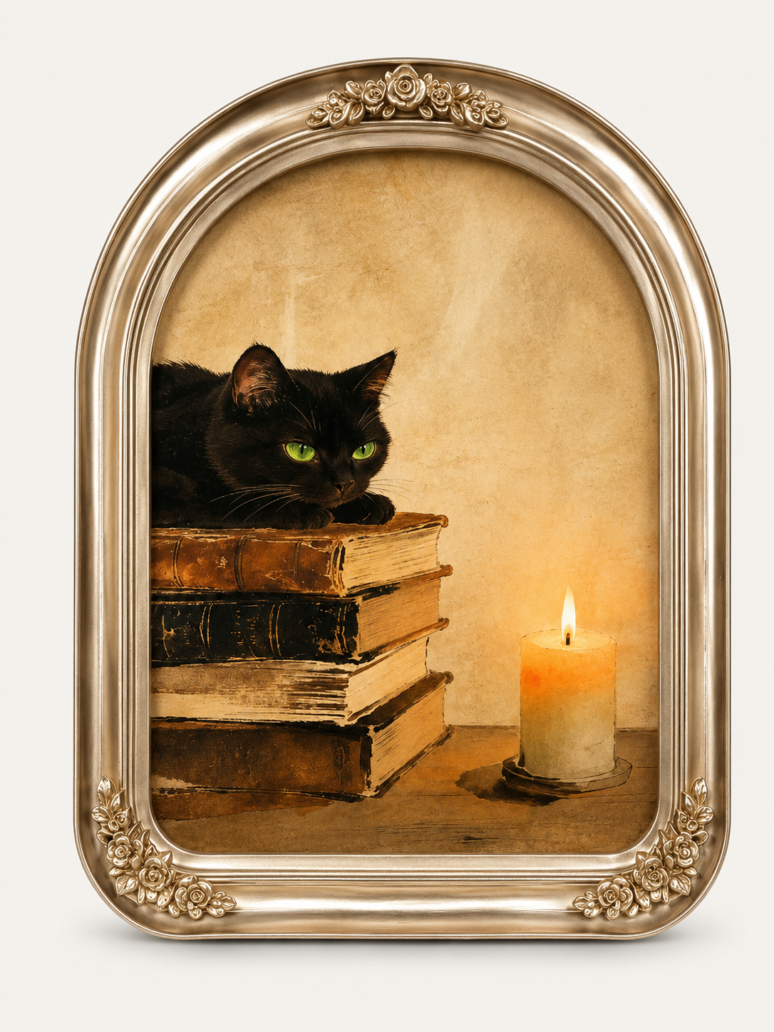 Witch's Cat And Books Framed Print