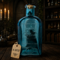 Embossed Blue Glass Apothecary Bottle with Cork