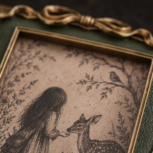 Girl & Fawn Framed Artwork