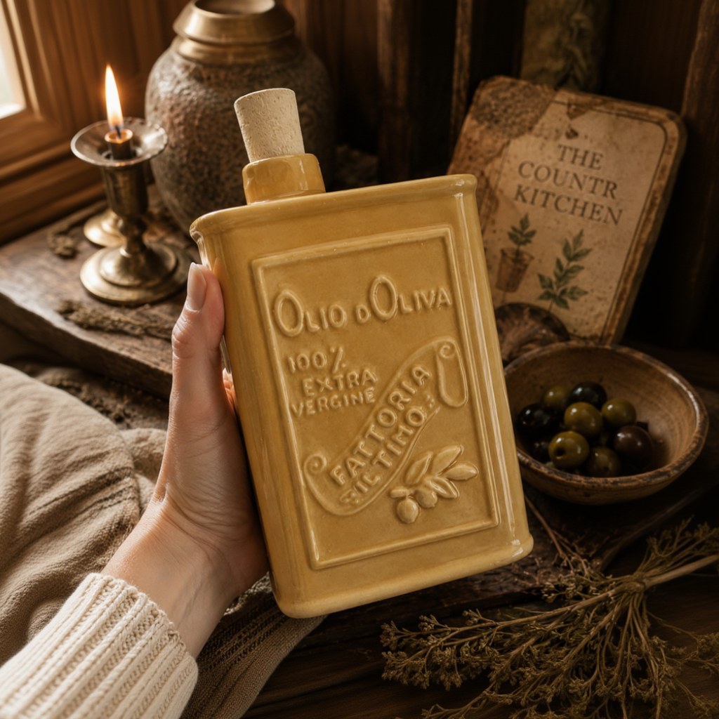 Rustic Ceramic Olive Oil Bottle