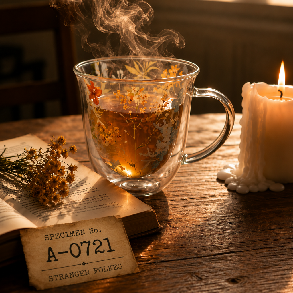 Floral Double Wall Glass Mug