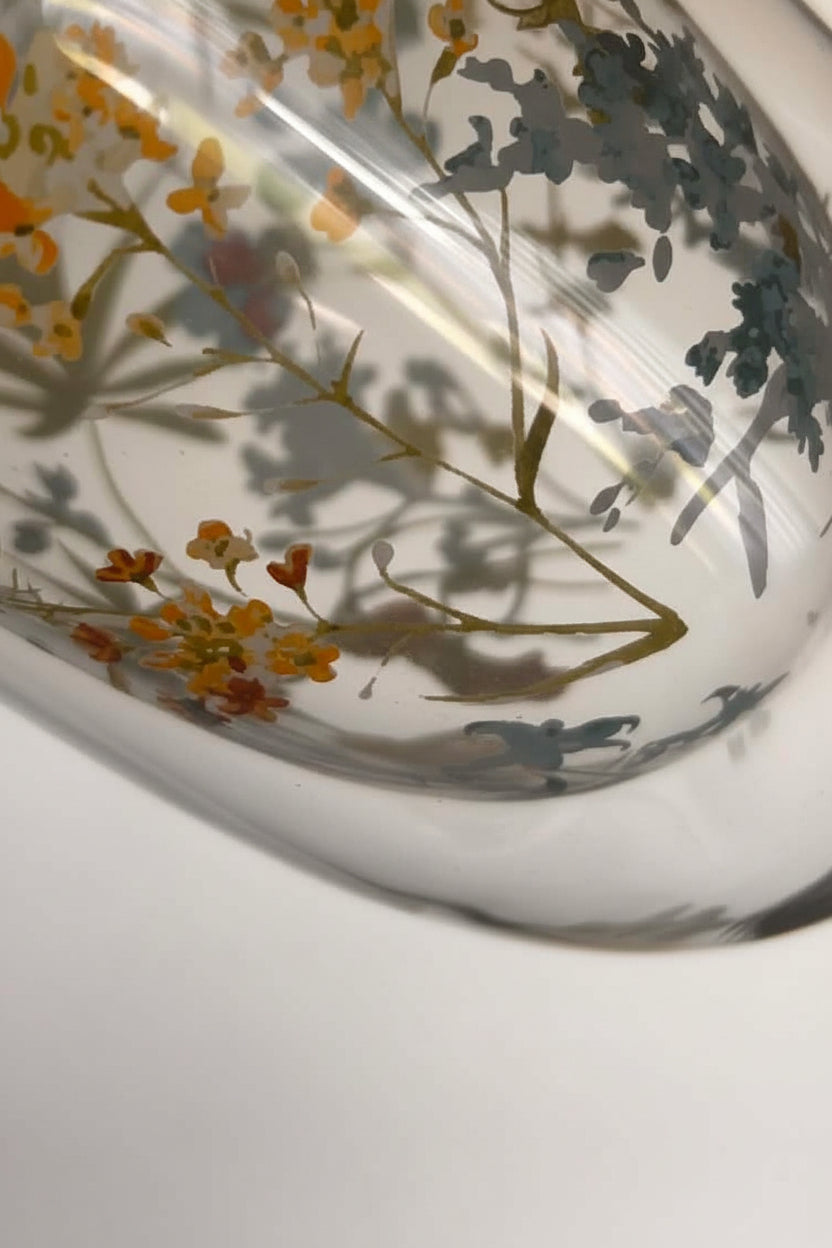 Floral Double Wall Glass Mug