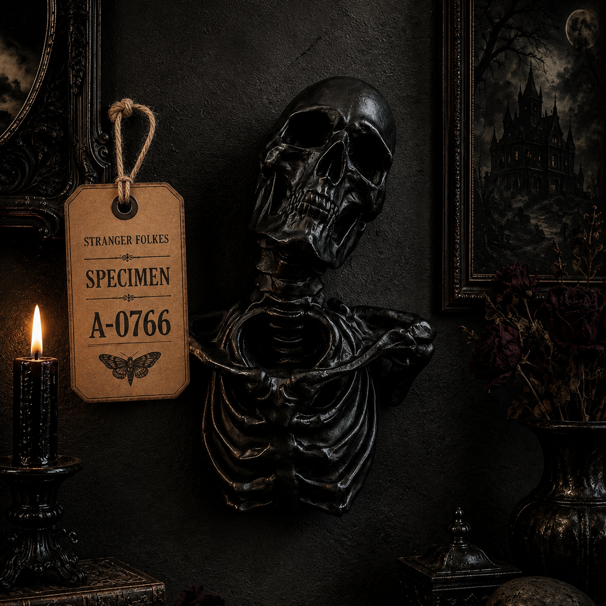 Gothic Skeleton Bust Resin Wall Decor